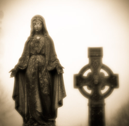 Mary and Celtic Cross, Old Cobh Cemetery, Co. Cork